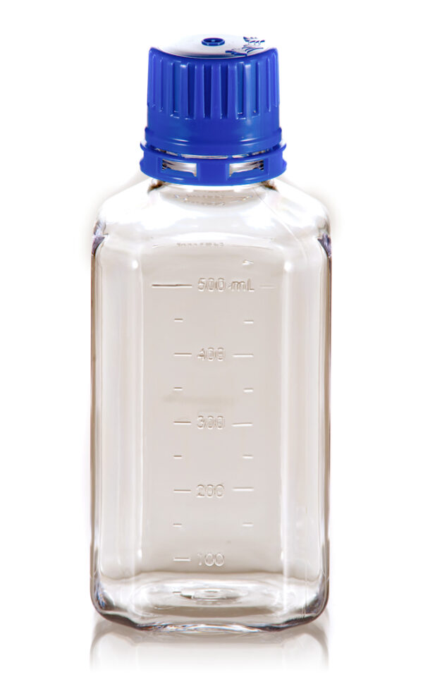 500 mL PETG Square Media Bottle (Tamper-Evident)