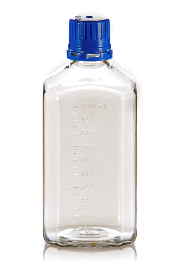 1000 mL PETG Square Media Bottle (Tamper-Evident)